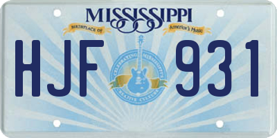 MS license plate HJF931