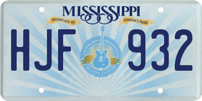 MS license plate HJF932