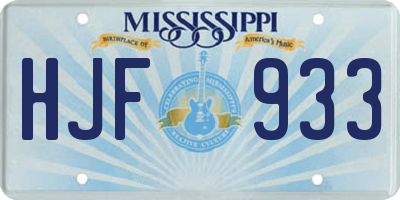 MS license plate HJF933