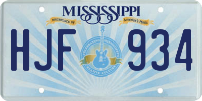 MS license plate HJF934