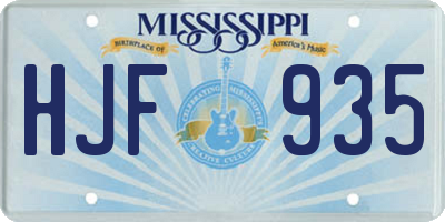 MS license plate HJF935