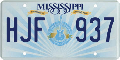 MS license plate HJF937