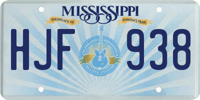 MS license plate HJF938