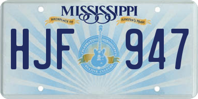 MS license plate HJF947