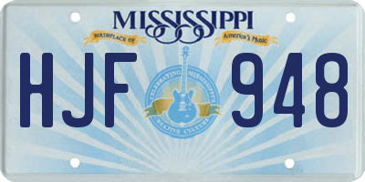 MS license plate HJF948