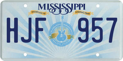MS license plate HJF957