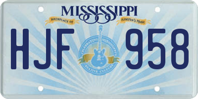 MS license plate HJF958