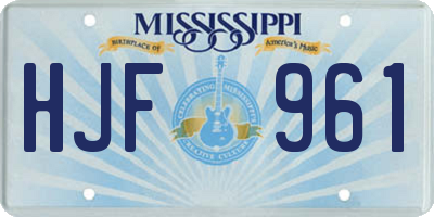 MS license plate HJF961