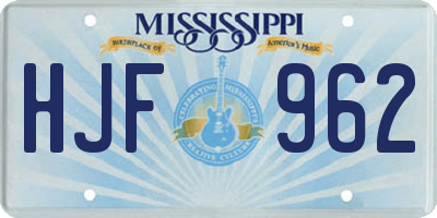 MS license plate HJF962