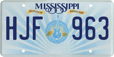 MS license plate HJF963