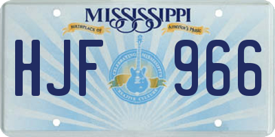 MS license plate HJF966