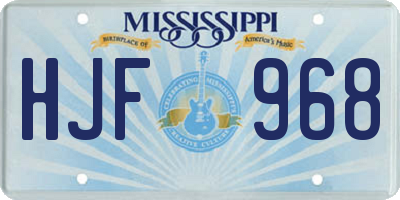 MS license plate HJF968