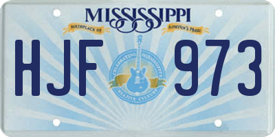 MS license plate HJF973