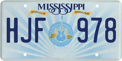 MS license plate HJF978