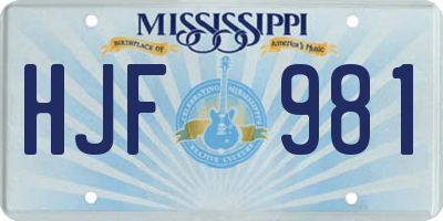 MS license plate HJF981