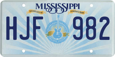 MS license plate HJF982