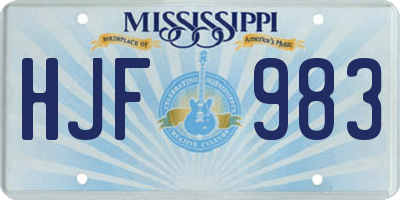 MS license plate HJF983