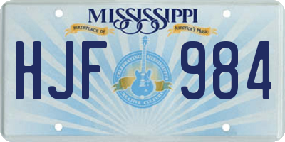 MS license plate HJF984