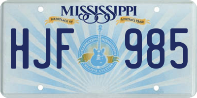 MS license plate HJF985