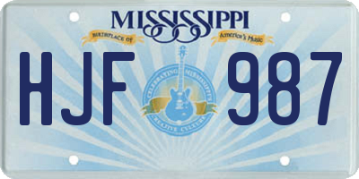 MS license plate HJF987