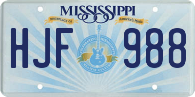 MS license plate HJF988