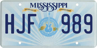 MS license plate HJF989