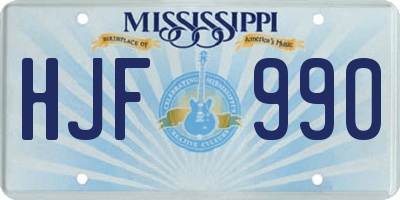 MS license plate HJF990