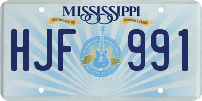 MS license plate HJF991