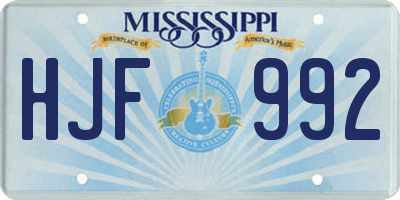 MS license plate HJF992