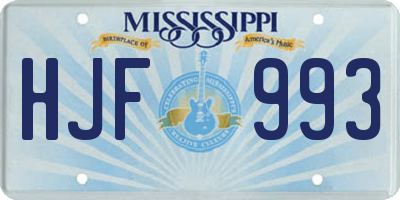 MS license plate HJF993
