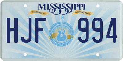 MS license plate HJF994