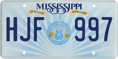 MS license plate HJF997