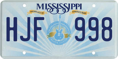 MS license plate HJF998