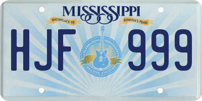 MS license plate HJF999