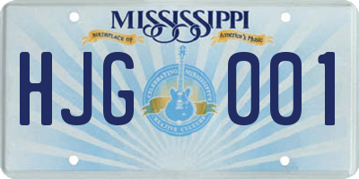 MS license plate HJG001
