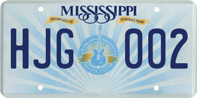 MS license plate HJG002