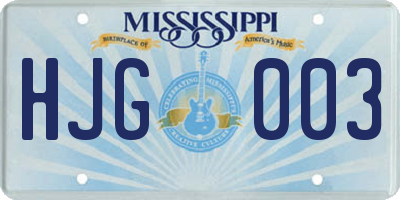 MS license plate HJG003