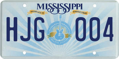MS license plate HJG004
