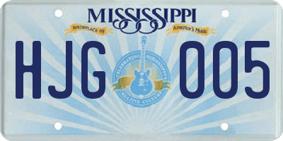 MS license plate HJG005