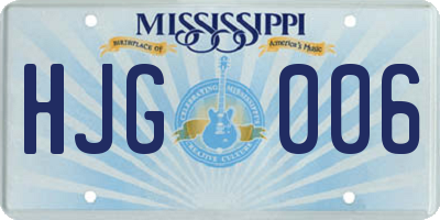 MS license plate HJG006