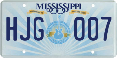 MS license plate HJG007