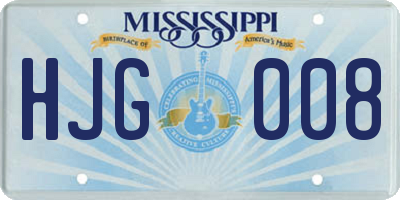 MS license plate HJG008
