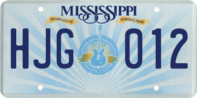 MS license plate HJG012