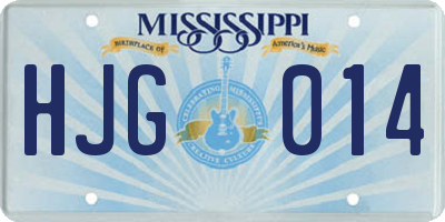 MS license plate HJG014