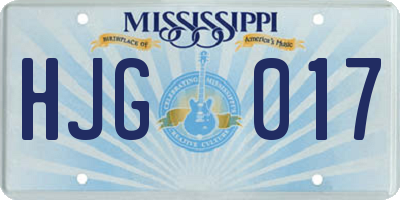 MS license plate HJG017