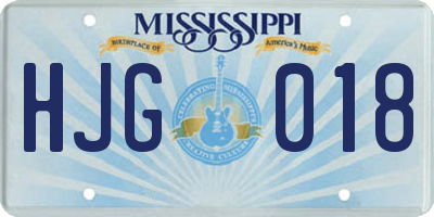 MS license plate HJG018