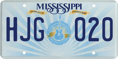 MS license plate HJG020