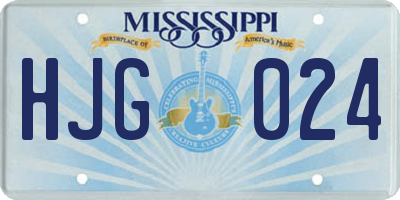 MS license plate HJG024