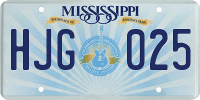 MS license plate HJG025