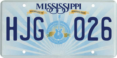 MS license plate HJG026